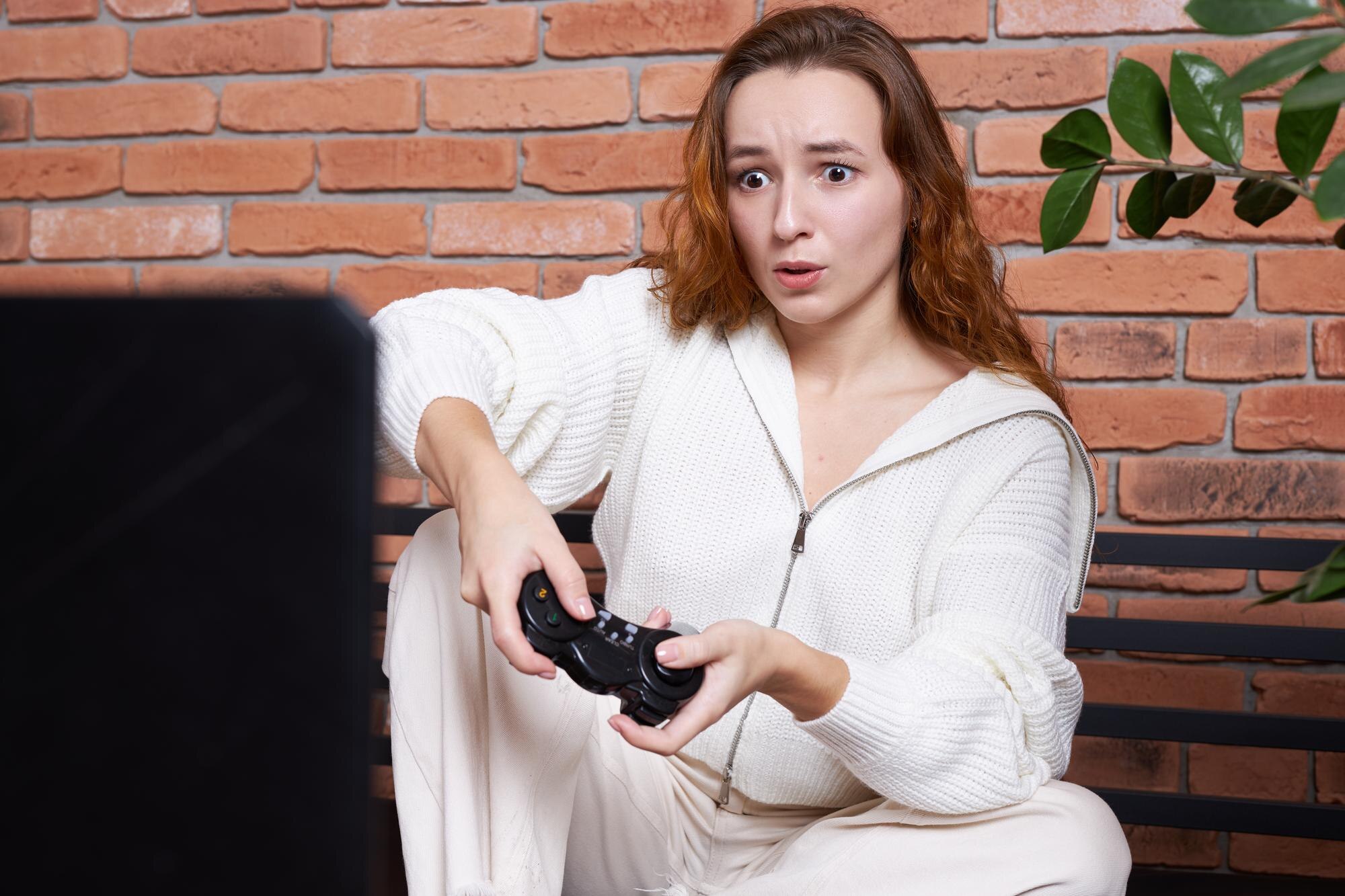 A gamer plays a game